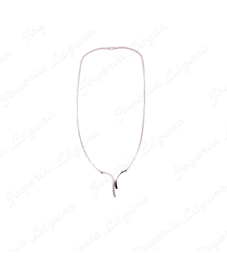 JUEG, GARGANTILLA + PENDIENTES ORO BL.18KT. MOTIVO DOBLE CON CIRCONITA
