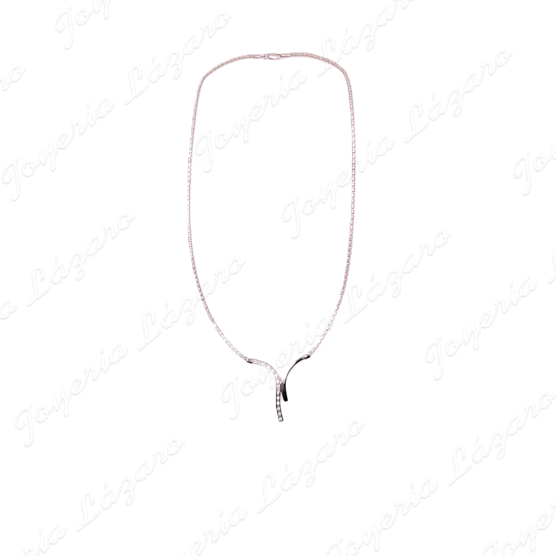 JUEG, GARGANTILLA + PENDIENTES ORO BL.18KT. MOTIVO DOBLE CON CIRCONITA