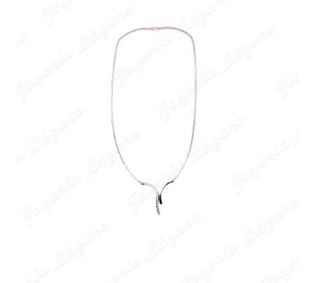 JUEG, GARGANTILLA + PENDIENTES ORO BL.18KT. MOTIVO DOBLE CON CIRCONITA