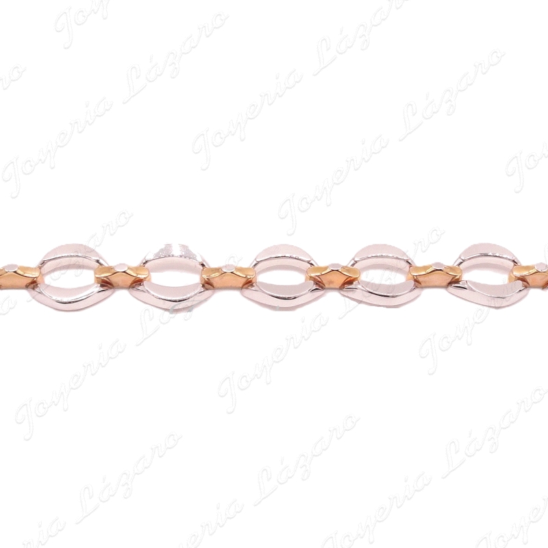 ORO 18 KTS PULSERA BICOLOR BLANCO/ROSA PESADA