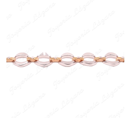 ORO 18 KTS PULSERA BICOLOR BLANCO/ROSA PESADA