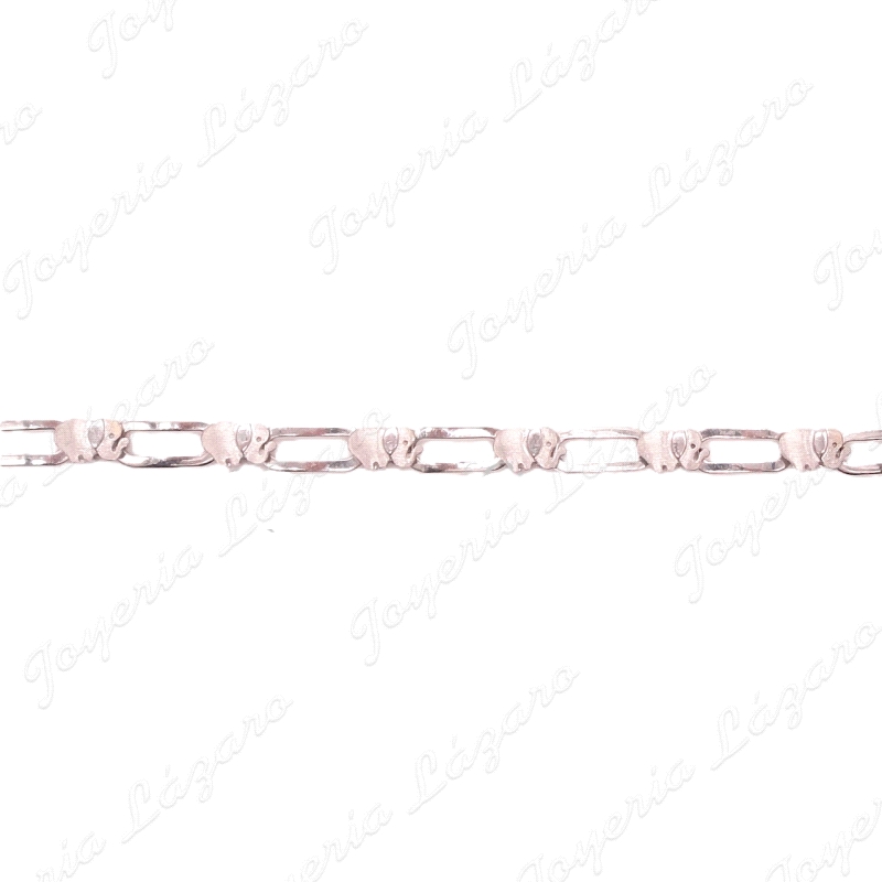 ORO 18 KTS PULSERA BLANCO BRILLO ELEFANTES MATE