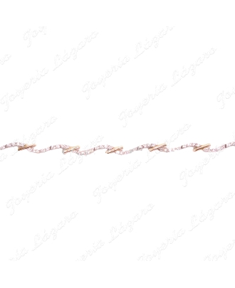 ORO 18 KTS  BICOLOR PULSERA SEÑORA SEMI RIGUIDA,CIRCONITAS