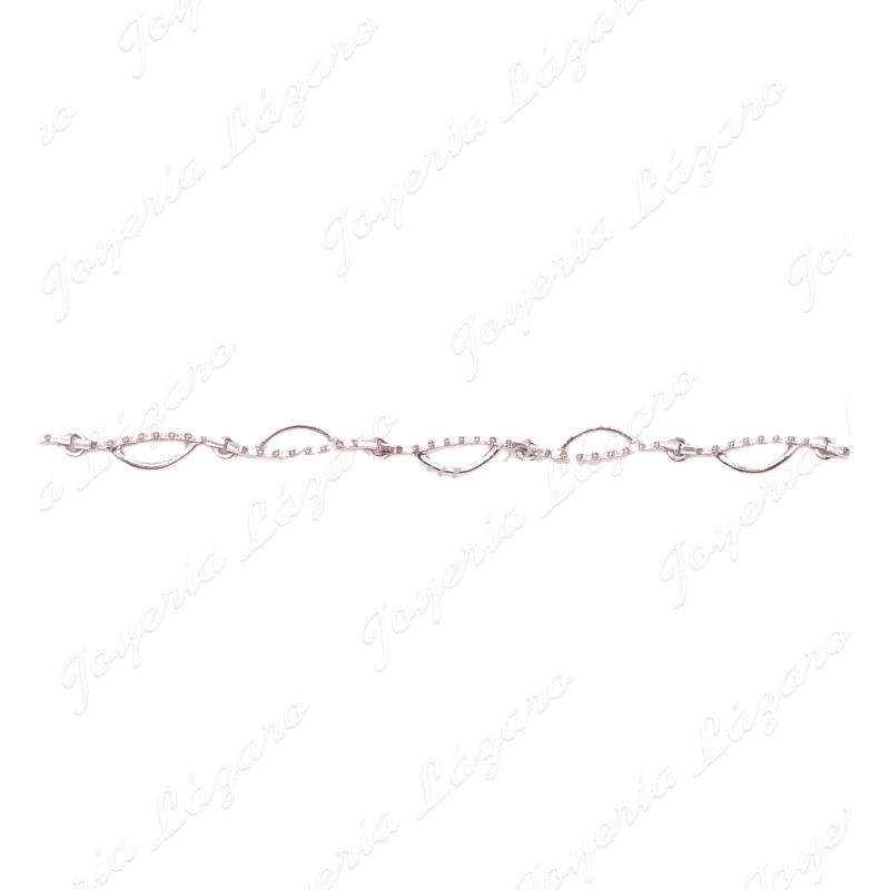 PULSERA 18KTS BL. CALADA+ CIRCONITAS EN ESLABONES