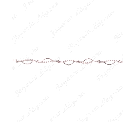 PULSERA 18KTS BL. CALADA+ CIRCONITAS EN ESLABONES