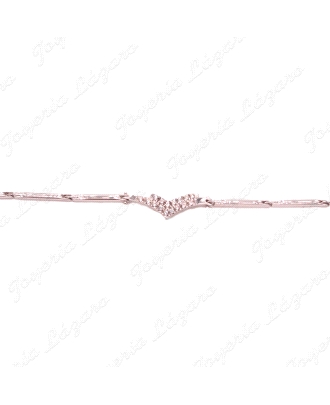 PULSERA 18KTS BL. PIEZAS ESLABONES MOTIVO EN CENTRO CON CIRCO.
