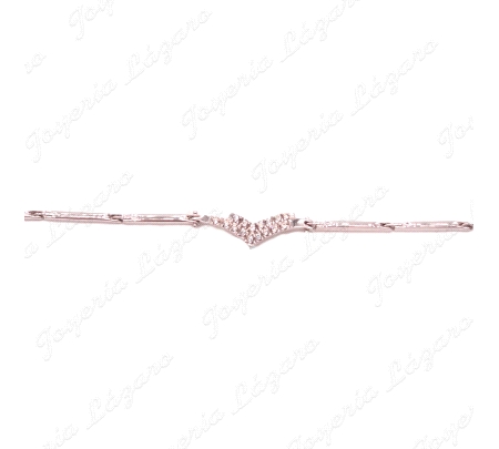 PULSERA 18KTS BL. PIEZAS ESLABONES MOTIVO EN CENTRO CON CIRCO.