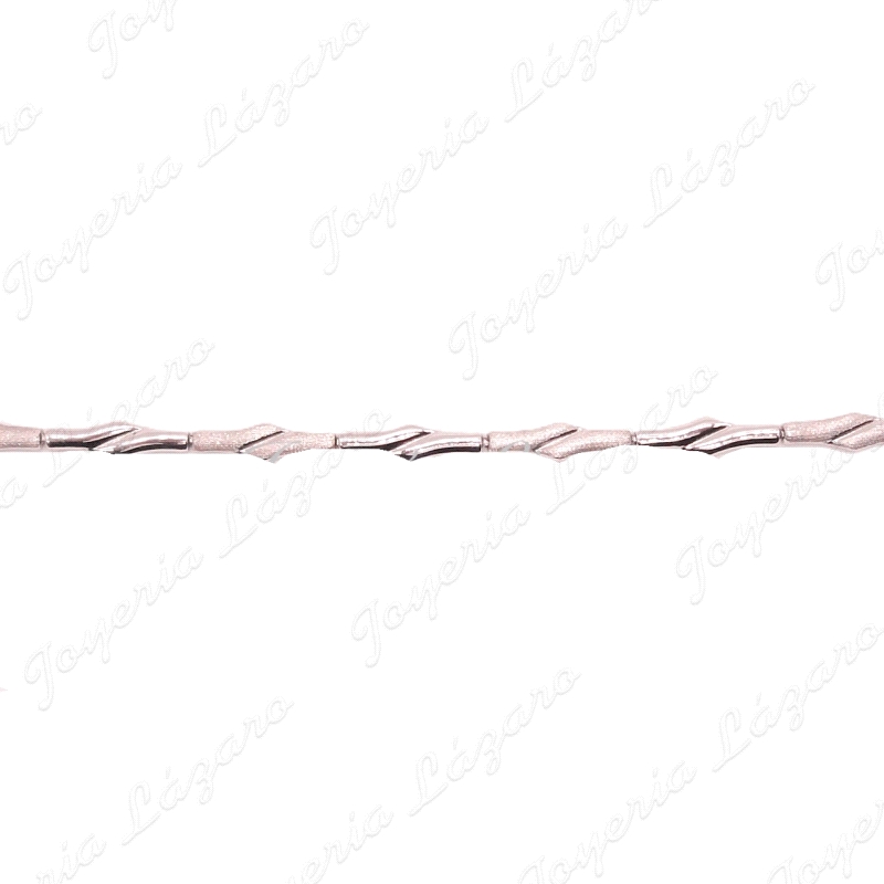PULSERA 18KTS BL. ESLABONES PIEZAS MATE BRILLO