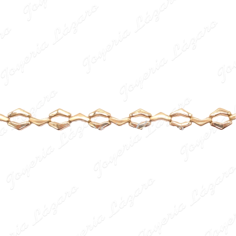 PULSERA ORO 18KTS SRA MATE Y BRILLO rombos +angulo