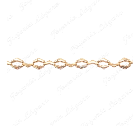 PULSERA ORO 18KTS SRA MATE Y BRILLO rombos +angulo