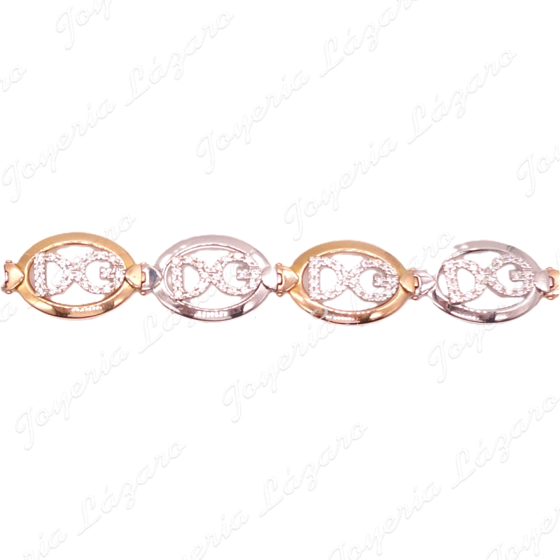 PULSERA ORO 18KTS SRA. BICOLOR CIRCONITAS DG