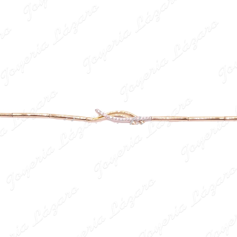 PULSERA SRA. 18KTS LAMINAS BISAGRA+ ARCO CIRCO EN CENTRO