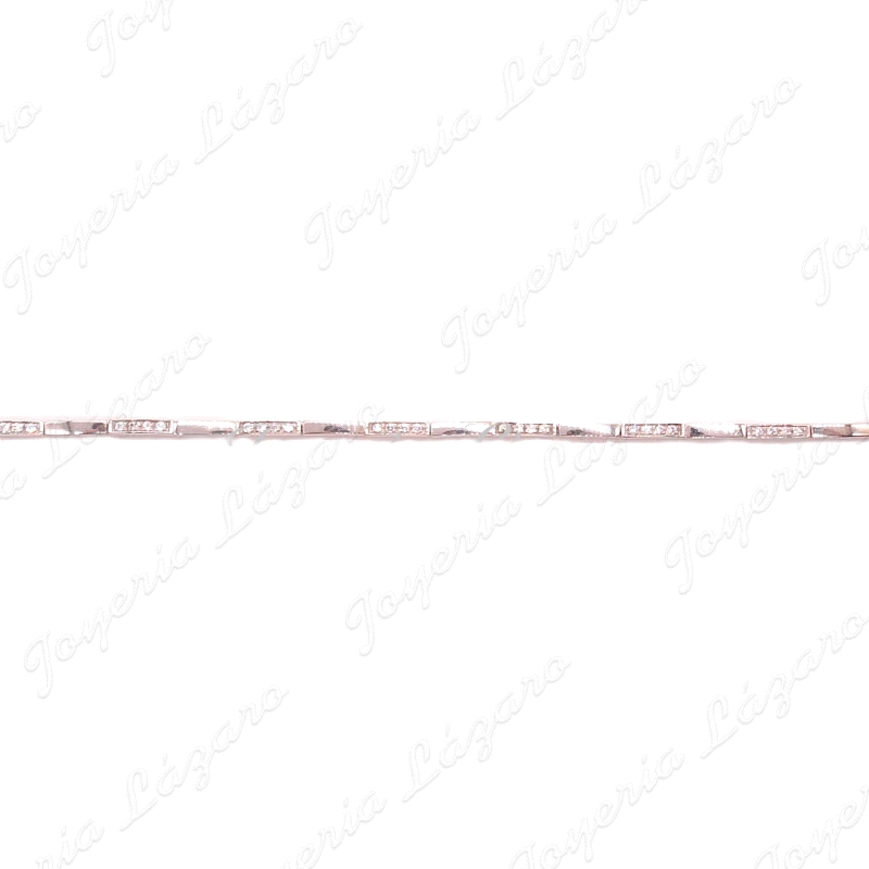 PULSERA SRA.18KTS BL. PIEZAS RECTANGULARES CIRCO Y LISAS