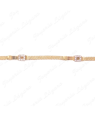 PULSERA SRA. 18KTS 3 cuadrados CIRCO.