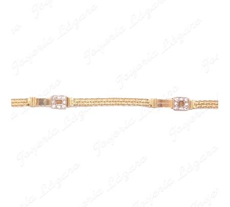 PULSERA SRA. 18KTS 3 cuadrados CIRCO.