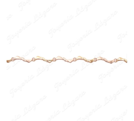 PULSERA 18KTS MIEZAS MATE/BRILLO CON ASAS ENTRE PIEZAS