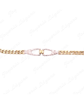 PULSERA SRA.18KTS BICOLOR BARBADA +ESLABONES DISEÑO BLANCO