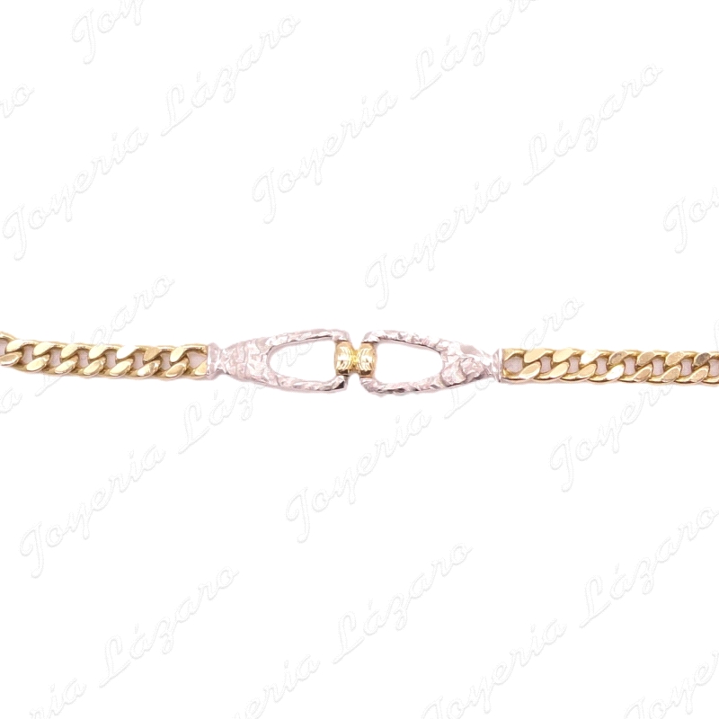 PULSERA SRA.18KTS BICOLOR BARBADA +ESLABONES DISEÑO BLANCO