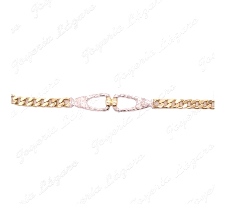 PULSERA SRA.18KTS BICOLOR BARBADA +ESLABONES DISEÑO BLANCO