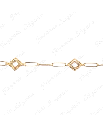 PULSERA ORO SRA.18KTS CUADRADOS CON BOLITAS