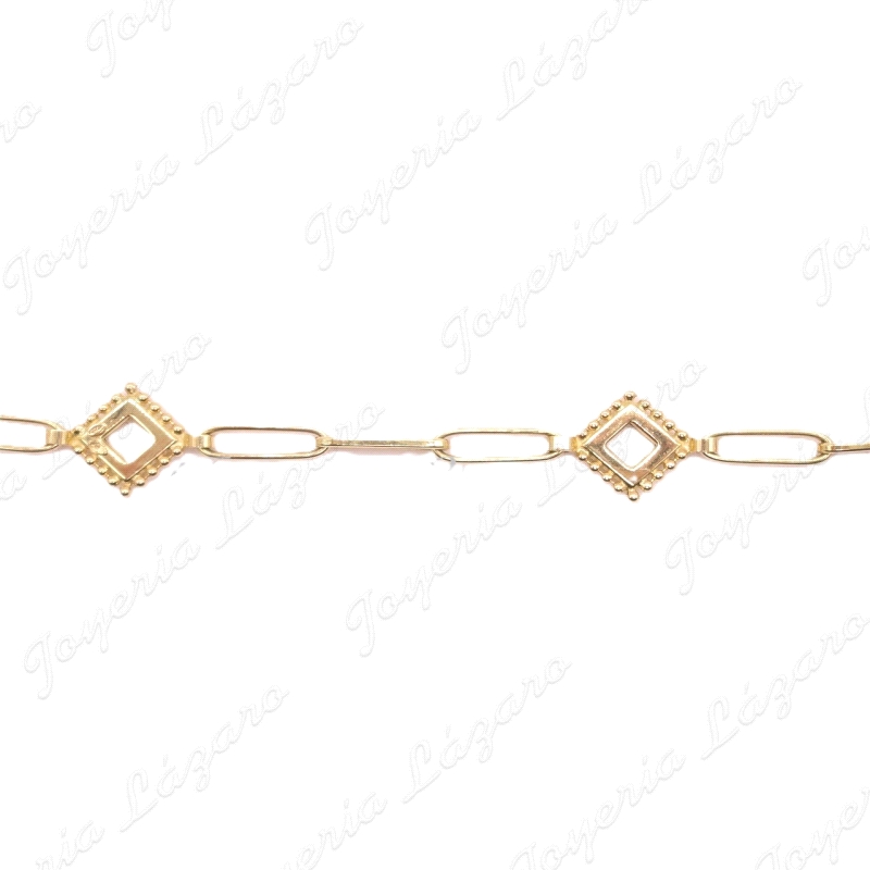 PULSERA ORO SRA.18KTS CUADRADOS CON BOLITAS