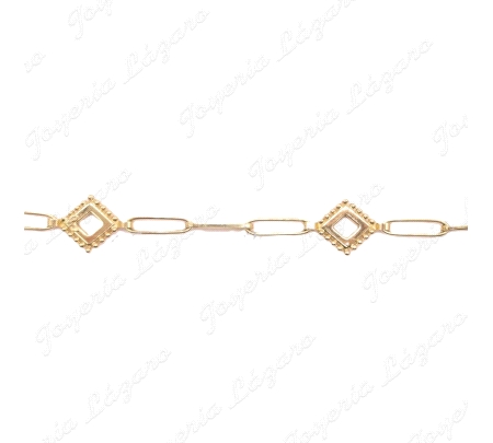 PULSERA ORO SRA.18KTS CUADRADOS CON BOLITAS