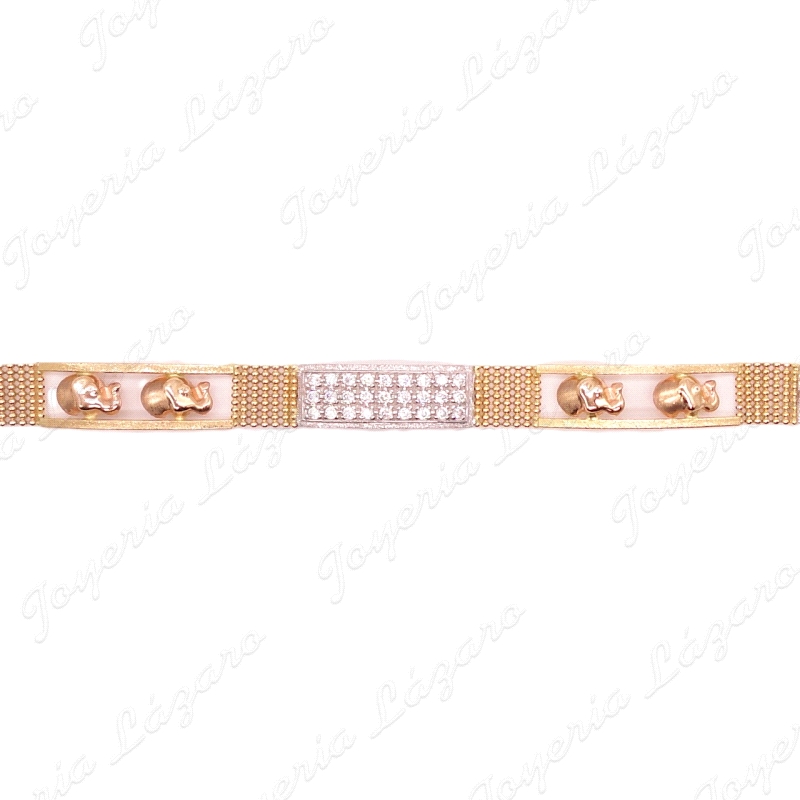 PULSERA SRA. ORO18KTS BICOLOR ELEFANTES