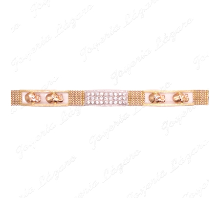 PULSERA SRA. ORO18KTS BICOLOR ELEFANTES
