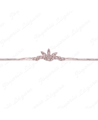 PULSERA 18KTS BL.   SEMIRIGIDA MOTIVO FLOR CON CIRCO EN CENTRO