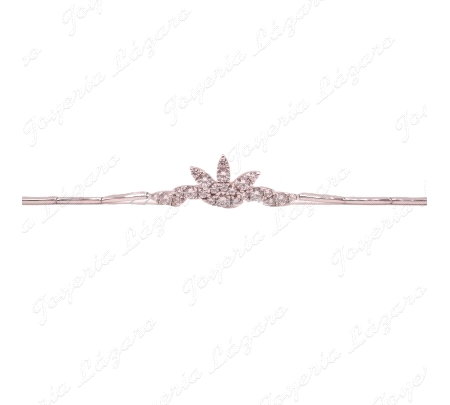 PULSERA 18KTS BL.   SEMIRIGIDA MOTIVO FLOR CON CIRCO EN CENTRO