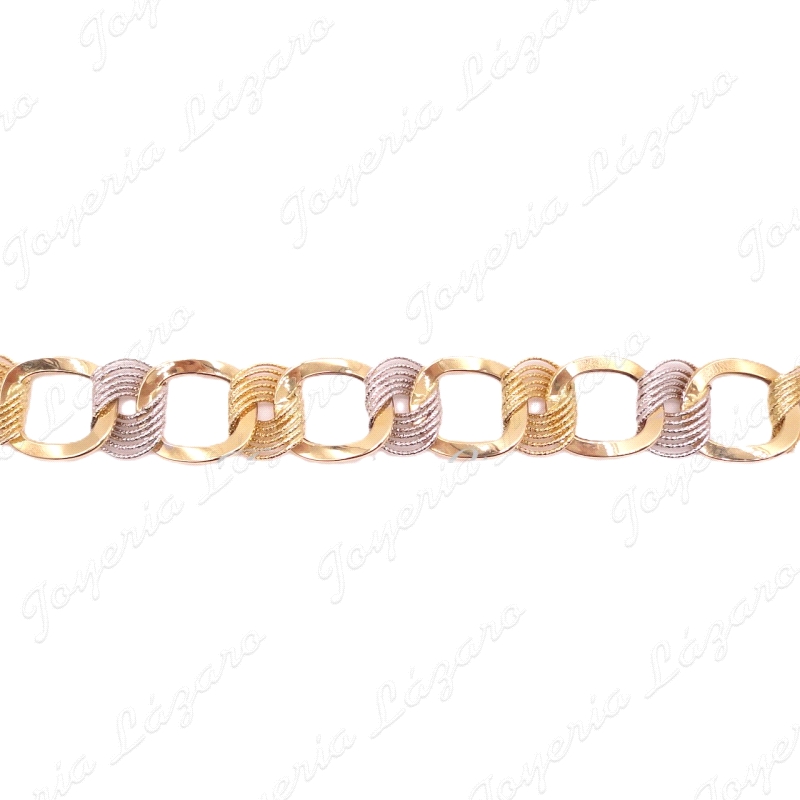 PULSERA ORO18KTS BICOLOR CUADRADOS