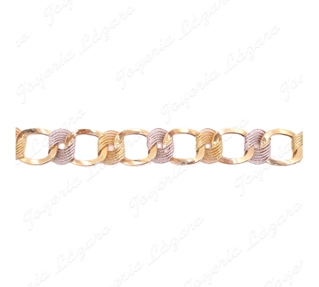 PULSERA ORO18KTS BICOLOR CUADRADOS