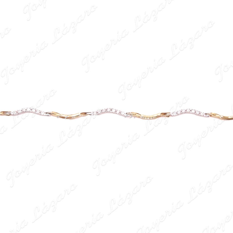 PULSERA 18KTS BICOLOR CURVA CIRCO