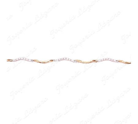 PULSERA 18KTS BICOLOR CURVA CIRCO