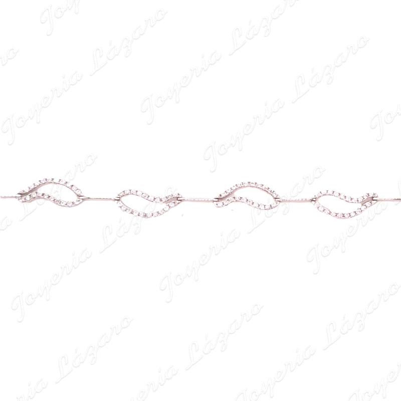 PULSERA 18KTS BL.CIRCO. MOTIVOS CALADOS CON CIRCO Y LAMINAS ENTRE PIEZ
