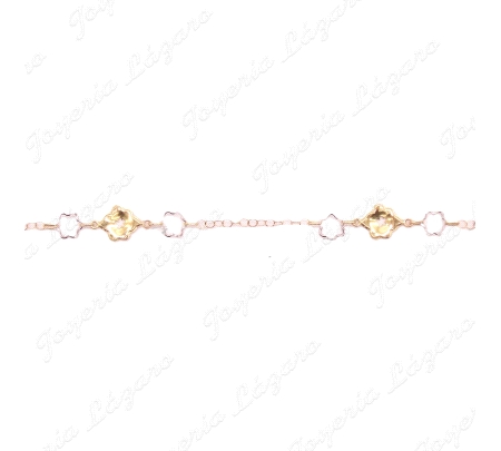 PULSERA ORO 18KTS BICOLOR FLORES
