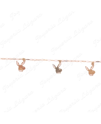PULSERA ORO  18KTS COLGANTES CONEJITOS PLAY BOY
