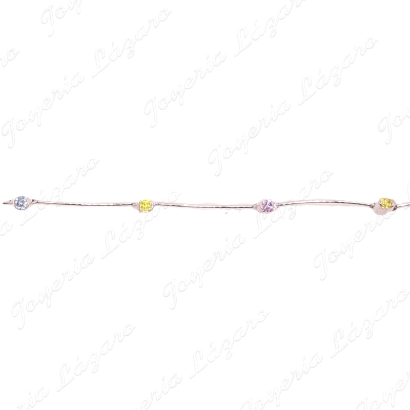 PULSERA SRA. ORO 18KTS BLANCO PIEDRAS GARRAS COLORES