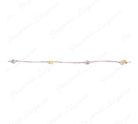 PULSERA SRA. ORO 18KTS BLANCO PIEDRAS GARRAS COLORES