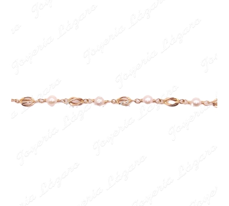 PULSERA ORO 18KTS PERLAS JAULAS