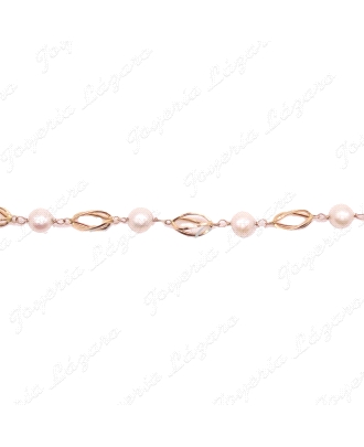 PULSERA ORO 18KTS PERLAS JAULAS GRANDES