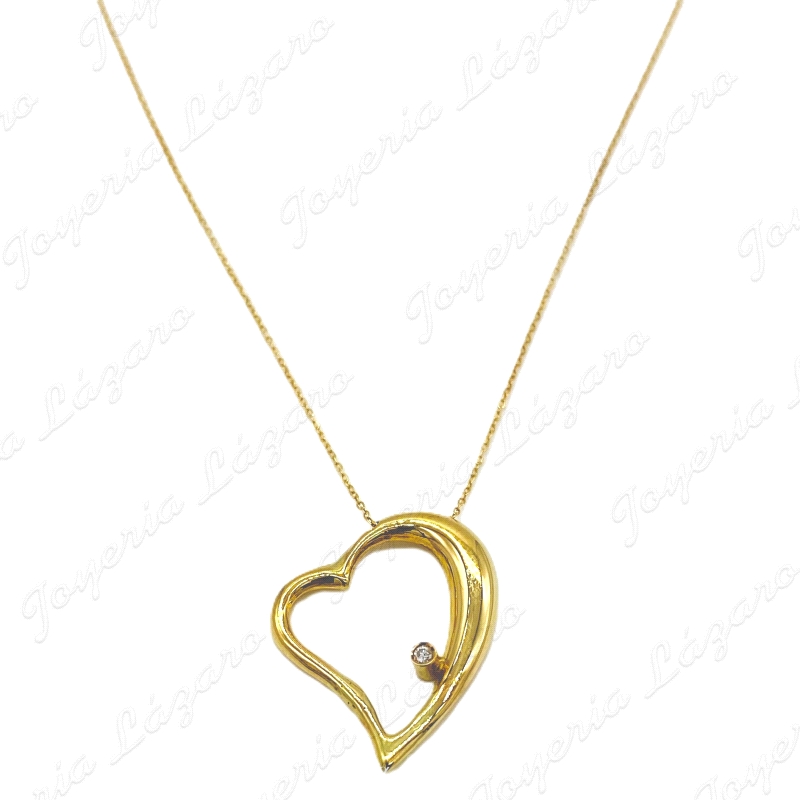 ORO 18 KTS GARGANTILLA CORAZON+DIAMANTE  BRILLANTE