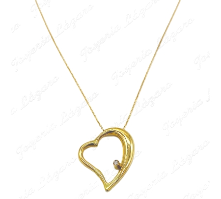 ORO 18 KTS GARGANTILLA CORAZON+DIAMANTE  BRILLANTE