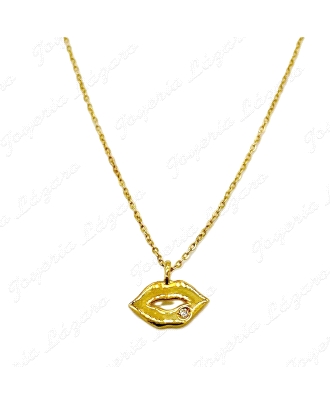 ORO 18 KTS GARGANTILLA LABIO+ DIAMANTE  BRILLANTE