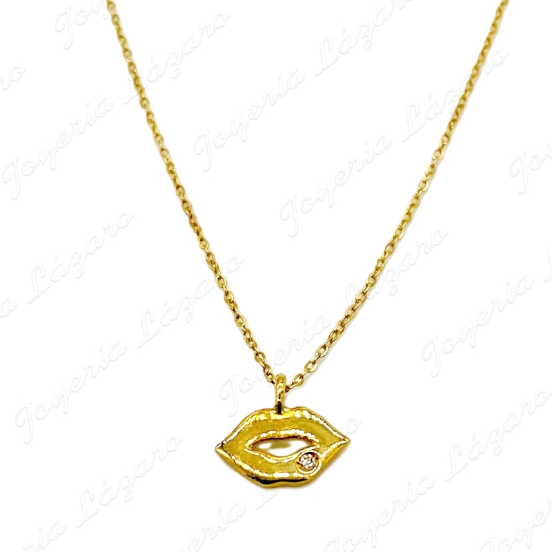 ORO 18 KTS GARGANTILLA LABIO+ DIAMANTE  BRILLANTE