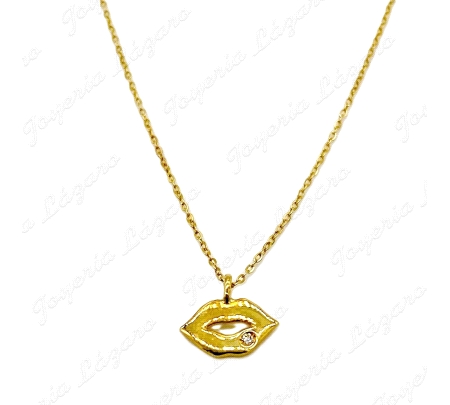 ORO 18 KTS GARGANTILLA LABIO+ DIAMANTE  BRILLANTE