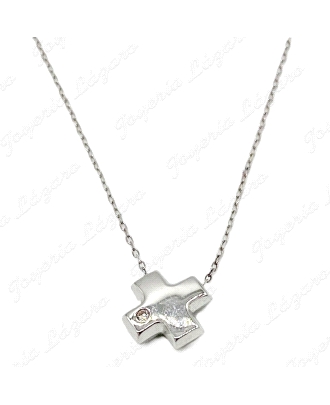 GARGANTILLA 18KT BL.CRUZ DIAMANTE BRILL.