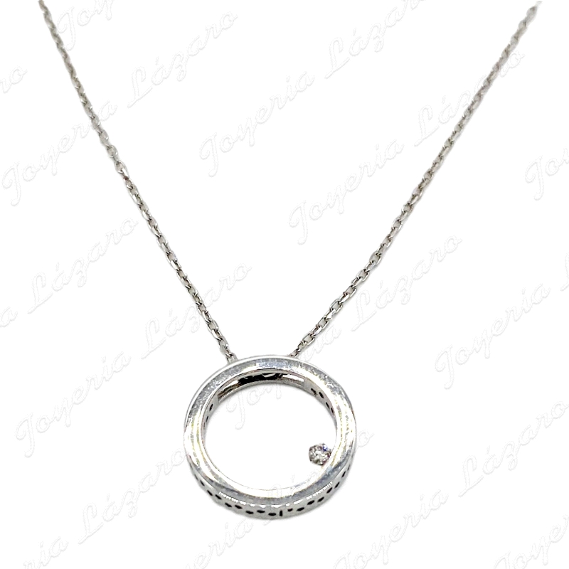 GARGANTILLA. 18KTBL ARO KARMA DIAMANTES BRILLANTE 0.015 CIRCULO