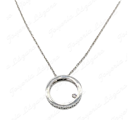 GARGANTILLA. 18KTBL ARO KARMA DIAMANTES BRILLANTE 0.015 CIRCULO