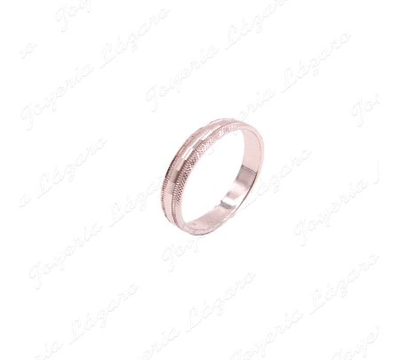 ALIANZA ORO 18 KTS BLANCO 4MM CENTRO FACETADO BRILLO FILOS RAYADOS